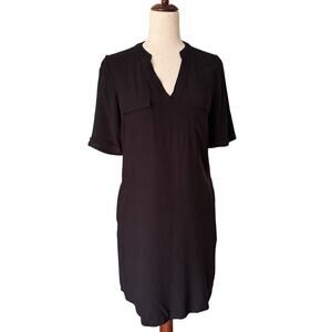 Boden Shift Midi Dress Womens 6R 6 V-Neck Short Sleeve Classy Pockets Career